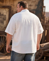 Big & Tall Men's Western Denim Printed Short Sleeve Shirt